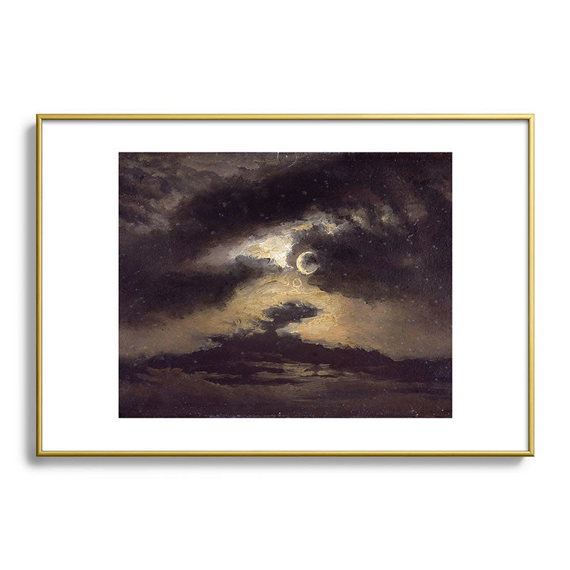 "Clouds in Moonlight" by Knud Baade, 1843 Framed Art Print