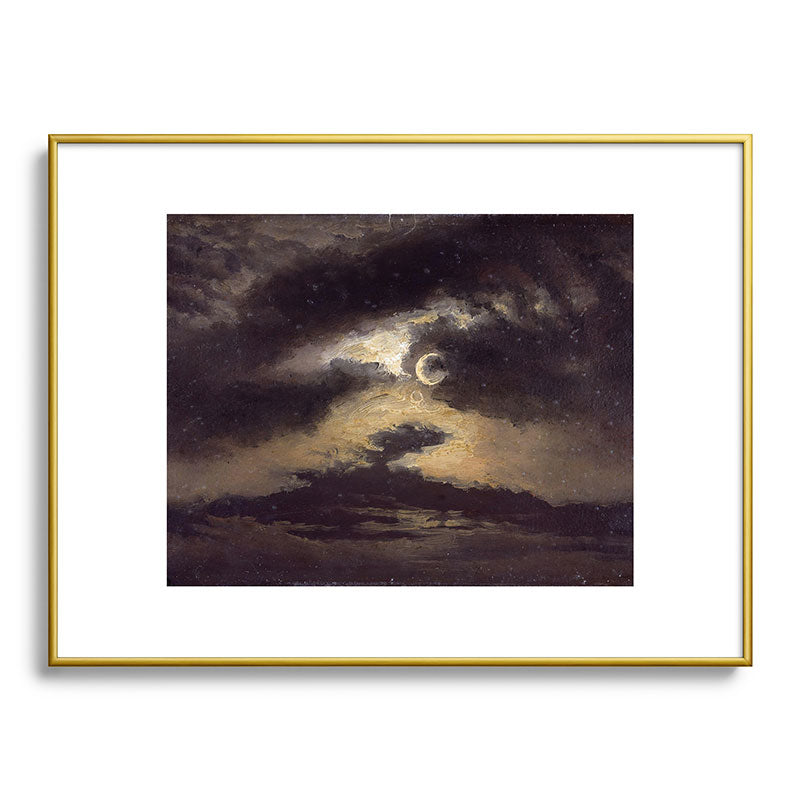 "Clouds in Moonlight" by Knud Baade, 1843 Framed Art Print