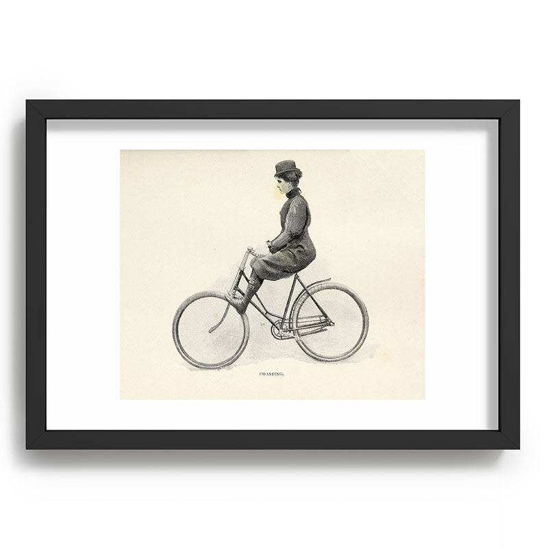 "Coasting" from "Bicycling for Ladies" by Maria E. Ward, 1896 Framed Art Print