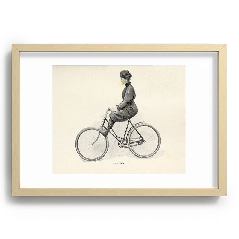 "Coasting" from "Bicycling for Ladies" by Maria E. Ward, 1896 Framed Art Print
