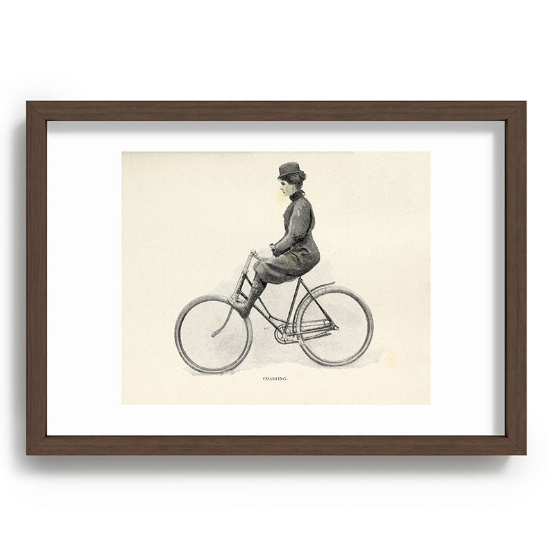 "Coasting" from "Bicycling for Ladies" by Maria E. Ward, 1896 Framed Art Print