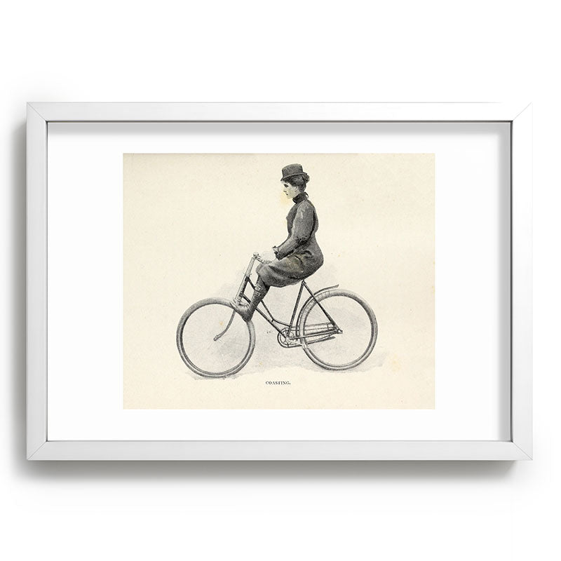 "Coasting" from "Bicycling for Ladies" by Maria E. Ward, 1896 Framed Art Print