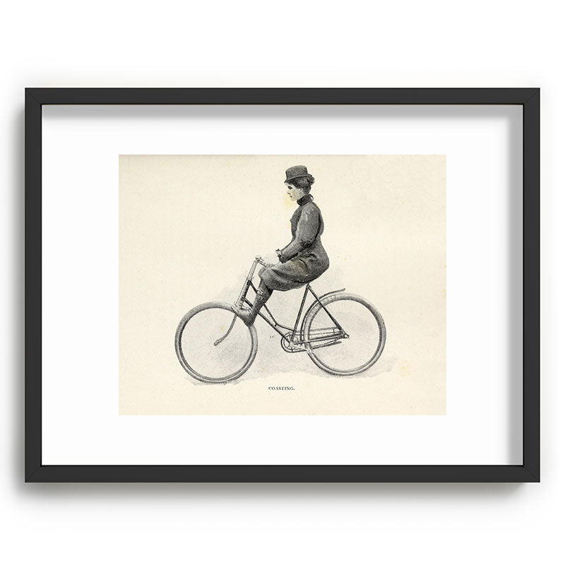 "Coasting" from "Bicycling for Ladies" by Maria E. Ward, 1896 Framed Art Print