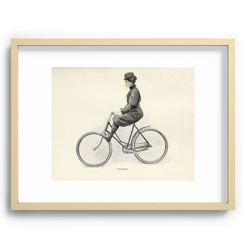 "Coasting" from "Bicycling for Ladies" by Maria E. Ward, 1896 Framed Art Print