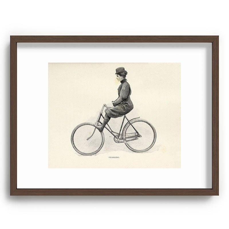 "Coasting" from "Bicycling for Ladies" by Maria E. Ward, 1896 Framed Art Print