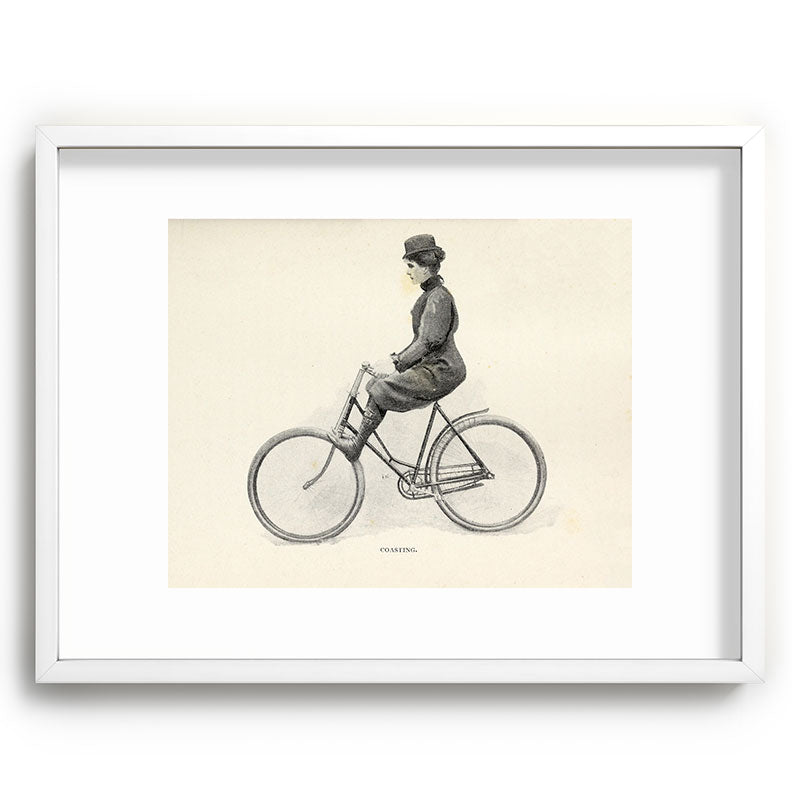 "Coasting" from "Bicycling for Ladies" by Maria E. Ward, 1896 Framed Art Print