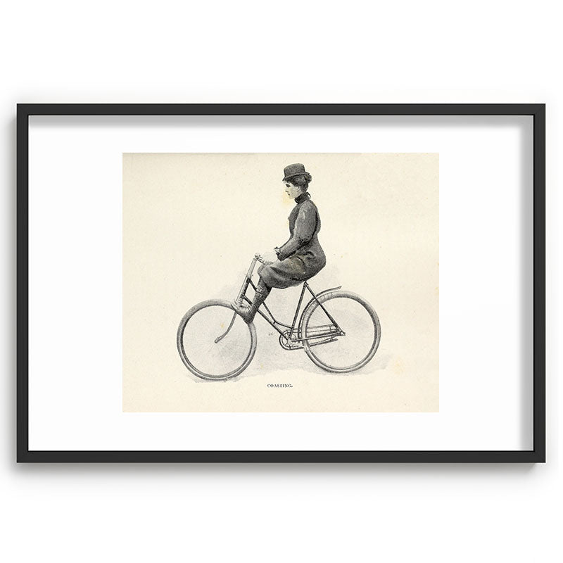 "Coasting" from "Bicycling for Ladies" by Maria E. Ward, 1896 Framed Art Print