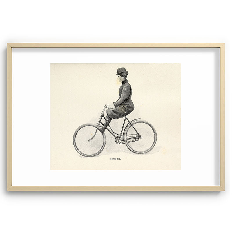 "Coasting" from "Bicycling for Ladies" by Maria E. Ward, 1896 Framed Art Print