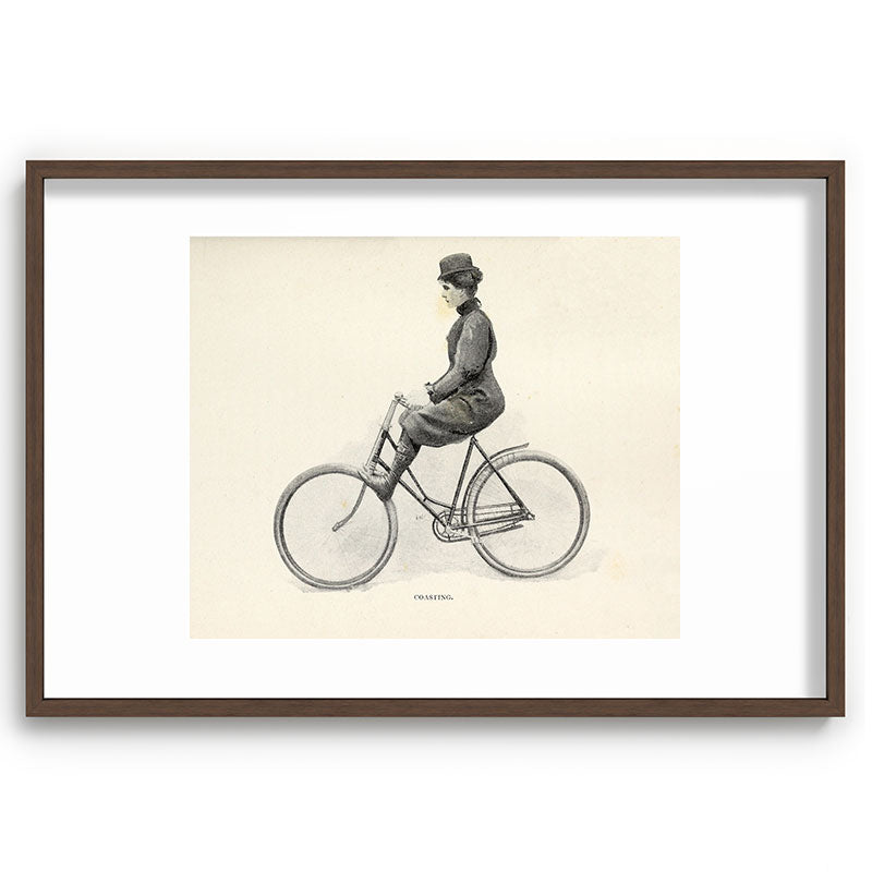 "Coasting" from "Bicycling for Ladies" by Maria E. Ward, 1896 Framed Art Print