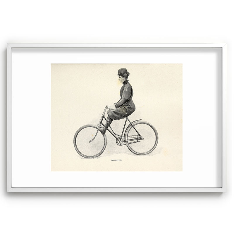 "Coasting" from "Bicycling for Ladies" by Maria E. Ward, 1896 Framed Art Print