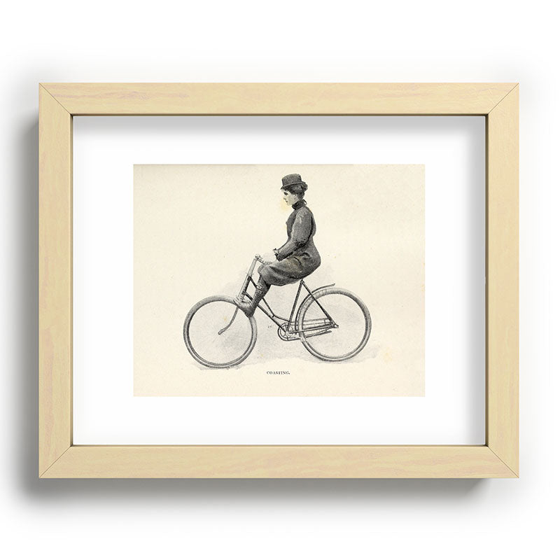 "Coasting" from "Bicycling for Ladies" by Maria E. Ward, 1896 Framed Art Print