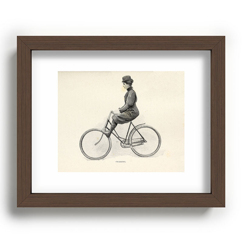 "Coasting" from "Bicycling for Ladies" by Maria E. Ward, 1896 Framed Art Print