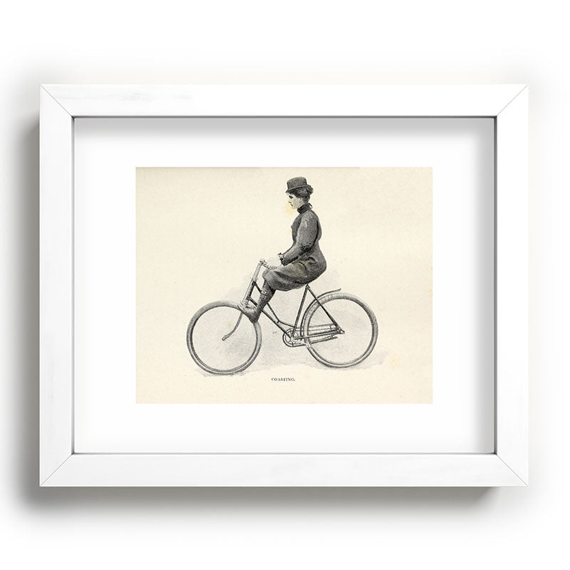 "Coasting" from "Bicycling for Ladies" by Maria E. Ward, 1896 Framed Art Print