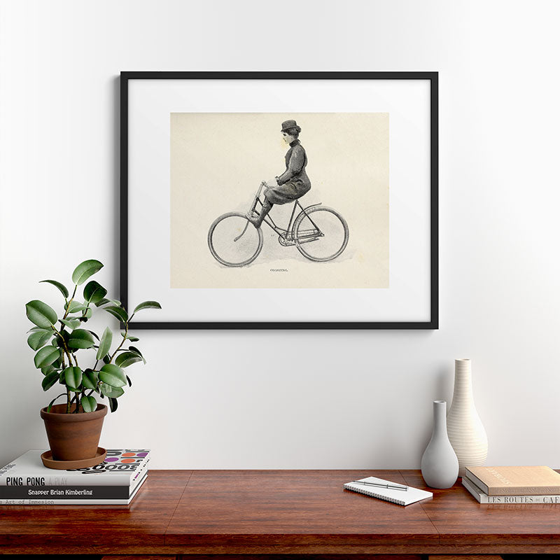 "Coasting" from "Bicycling for Ladies" by Maria E. Ward, 1896 Framed Art Print