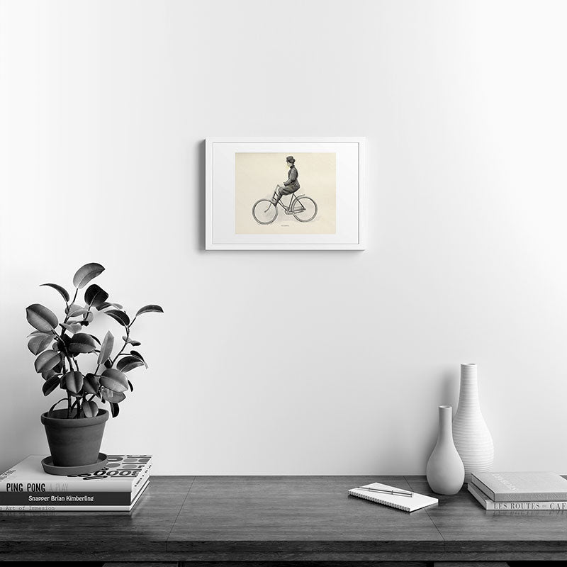 "Coasting" from "Bicycling for Ladies" by Maria E. Ward, 1896 Framed Art Print