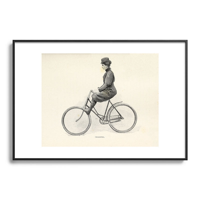 "Coasting" from "Bicycling for Ladies" by Maria E. Ward, 1896 Framed Art Print