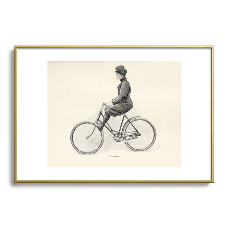 "Coasting" from "Bicycling for Ladies" by Maria E. Ward, 1896 Framed Art Print