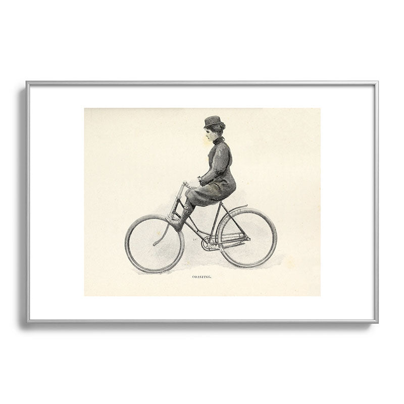 "Coasting" from "Bicycling for Ladies" by Maria E. Ward, 1896 Framed Art Print