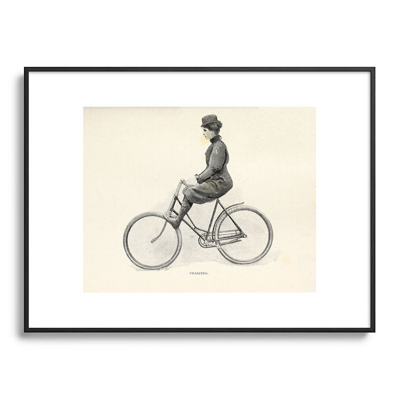 "Coasting" from "Bicycling for Ladies" by Maria E. Ward, 1896 Framed Art Print