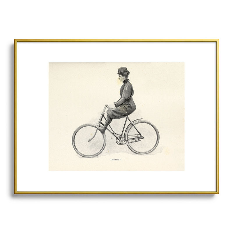"Coasting" from "Bicycling for Ladies" by Maria E. Ward, 1896 Framed Art Print