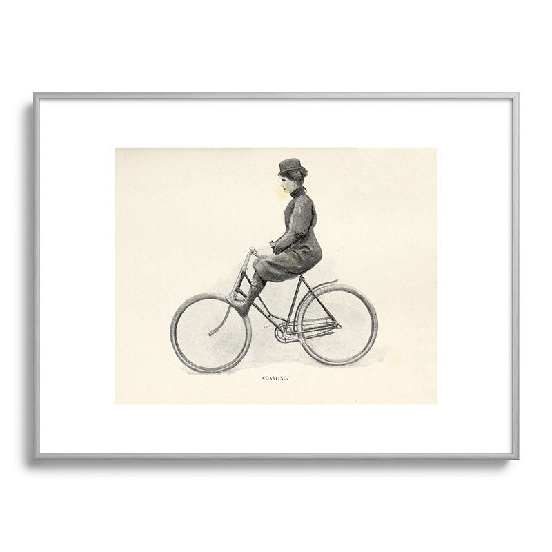 "Coasting" from "Bicycling for Ladies" by Maria E. Ward, 1896 Framed Art Print