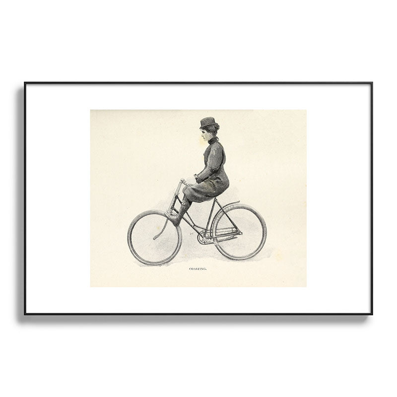 "Coasting" from "Bicycling for Ladies" by Maria E. Ward, 1896 Framed Art Print