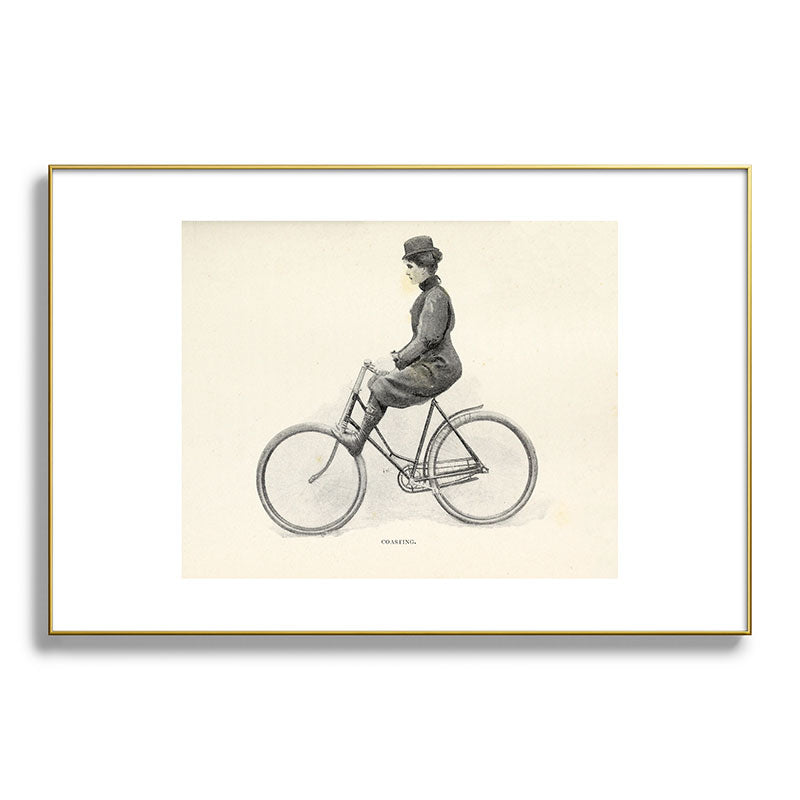 "Coasting" from "Bicycling for Ladies" by Maria E. Ward, 1896 Framed Art Print