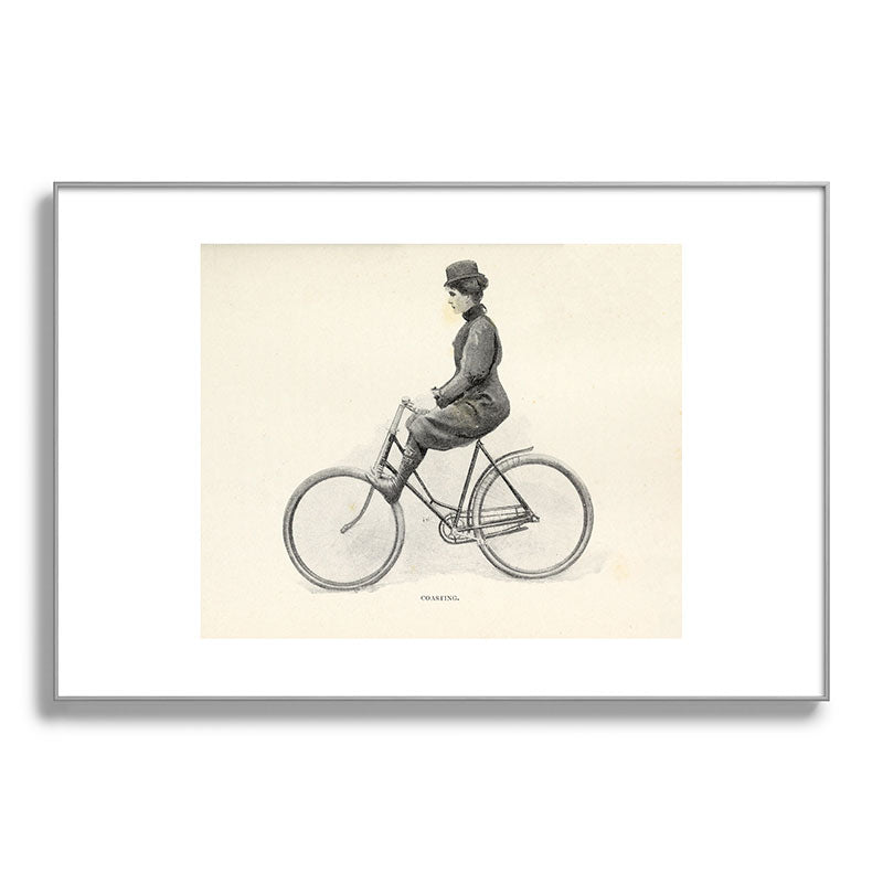 "Coasting" from "Bicycling for Ladies" by Maria E. Ward, 1896 Framed Art Print