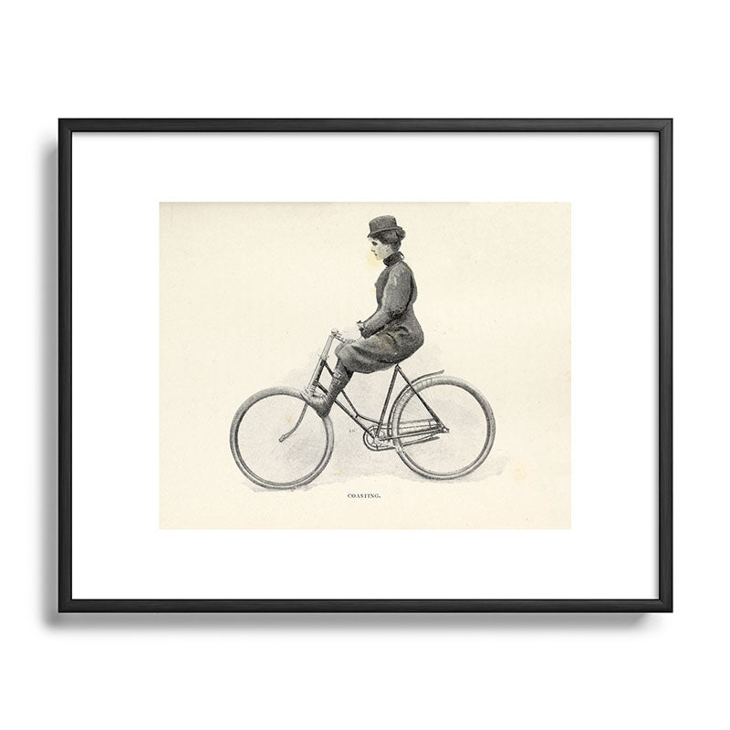 "Coasting" from "Bicycling for Ladies" by Maria E. Ward, 1896 Framed Art Print
