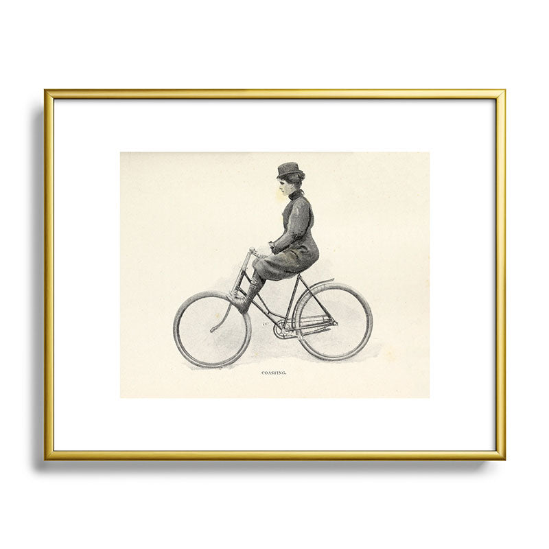 "Coasting" from "Bicycling for Ladies" by Maria E. Ward, 1896 Framed Art Print