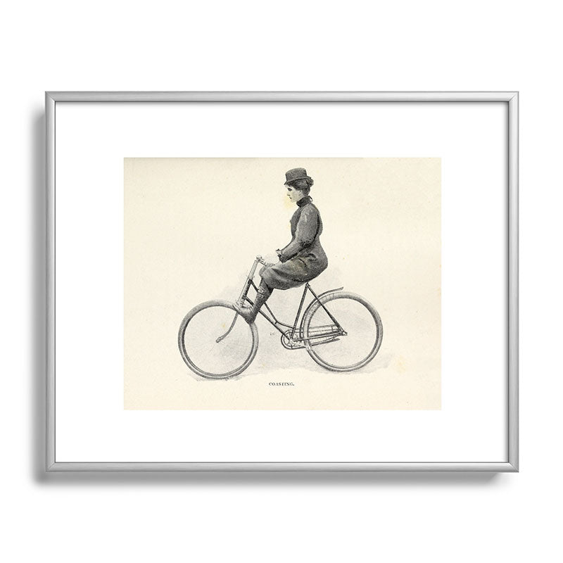 "Coasting" from "Bicycling for Ladies" by Maria E. Ward, 1896 Framed Art Print
