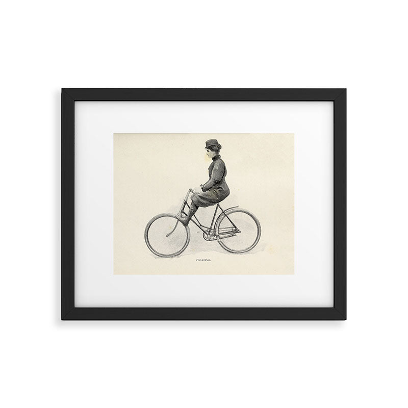 "Coasting" from "Bicycling for Ladies" by Maria E. Ward, 1896 Framed Art Print