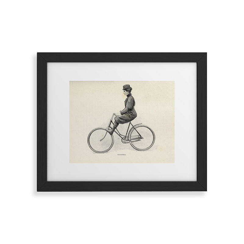 "Coasting" from "Bicycling for Ladies" by Maria E. Ward, 1896 Framed Art Print