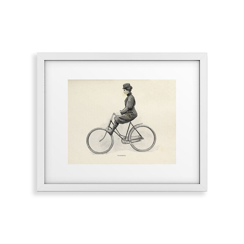 "Coasting" from "Bicycling for Ladies" by Maria E. Ward, 1896 Framed Art Print