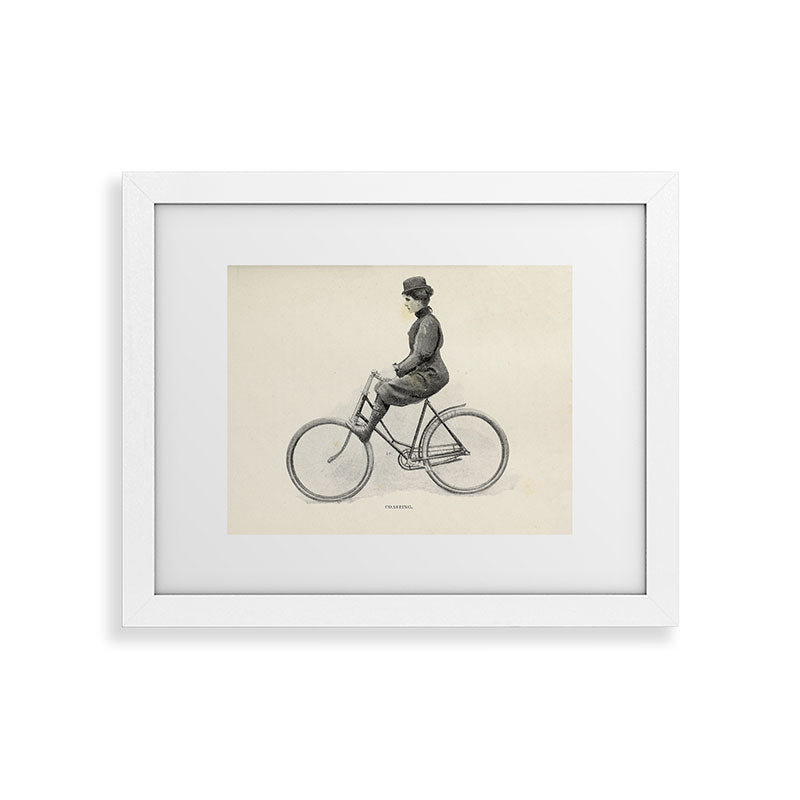 "Coasting" from "Bicycling for Ladies" by Maria E. Ward, 1896 Framed Art Print
