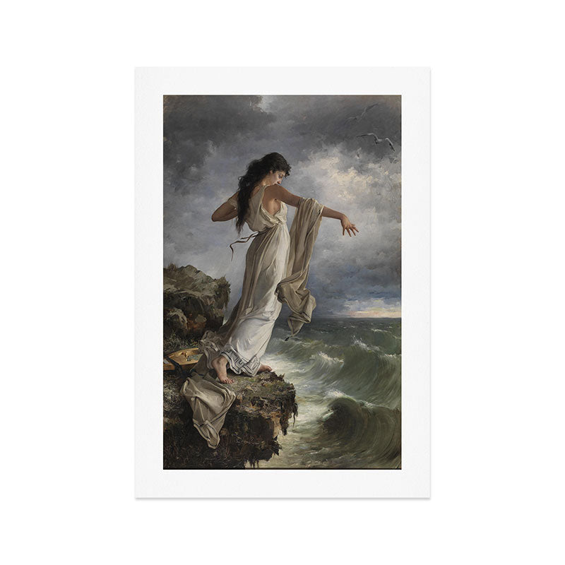 "Death of Sappho" by Miguel Carbonell Selva (1881) Art Print