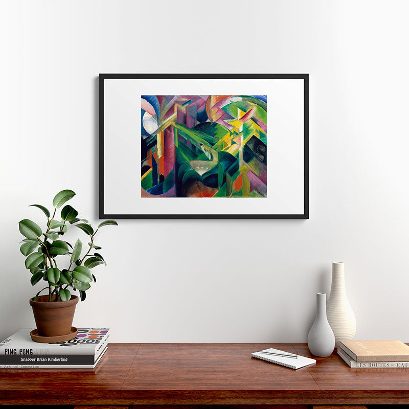 "Deer in a Monastery Garden" by Franz Marc, 1912 Framed Art Print