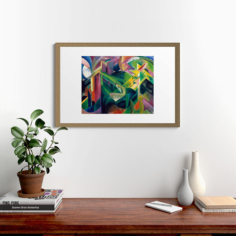 "Deer in a Monastery Garden" by Franz Marc, 1912 Framed Art Print