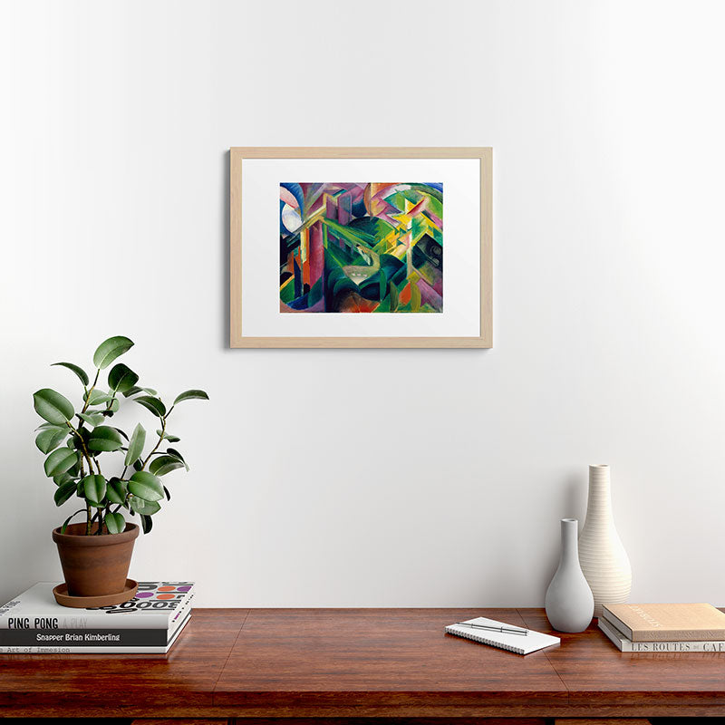 "Deer in a Monastery Garden" by Franz Marc, 1912 Framed Art Print