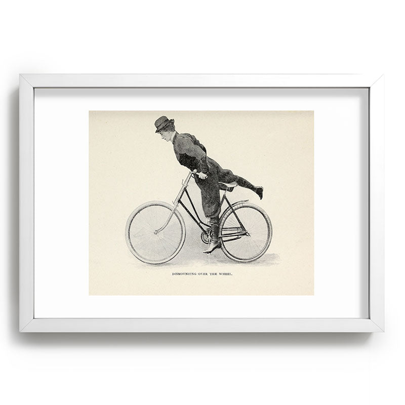 "Dismounting Over the Wheel" from "Bicycling for Ladies" by Maria E. Ward, 1896 Framed Art Print