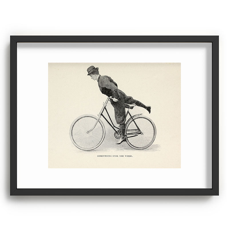 "Dismounting Over the Wheel" from "Bicycling for Ladies" by Maria E. Ward, 1896 Framed Art Print