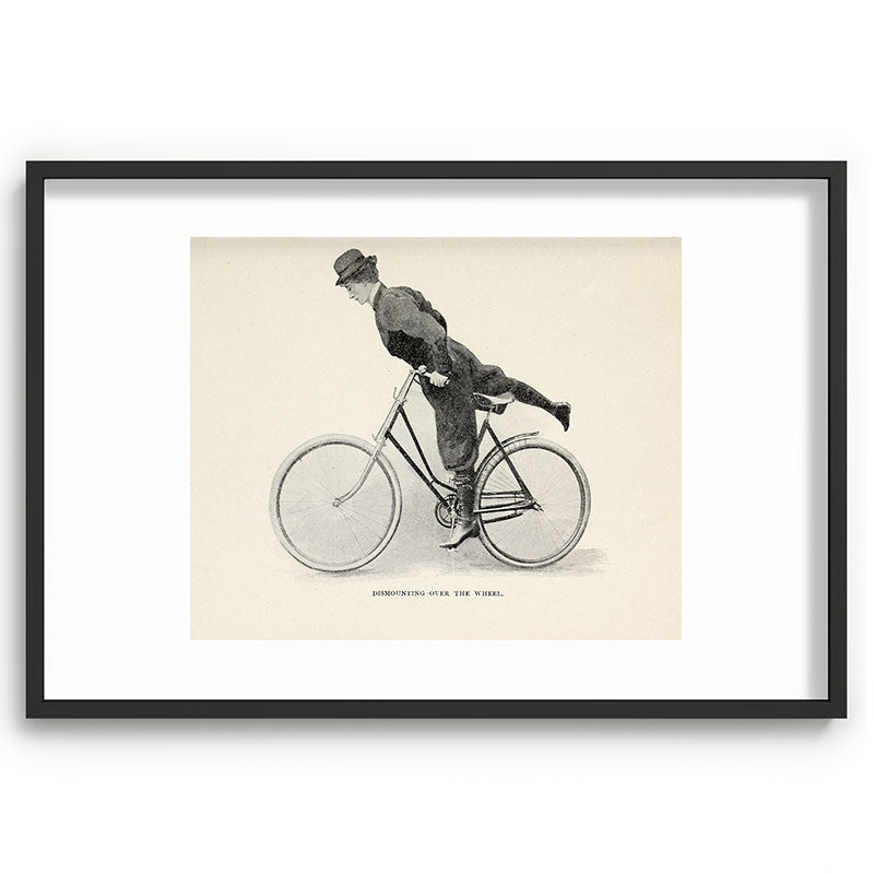 "Dismounting Over the Wheel" from "Bicycling for Ladies" by Maria E. Ward, 1896 Framed Art Print