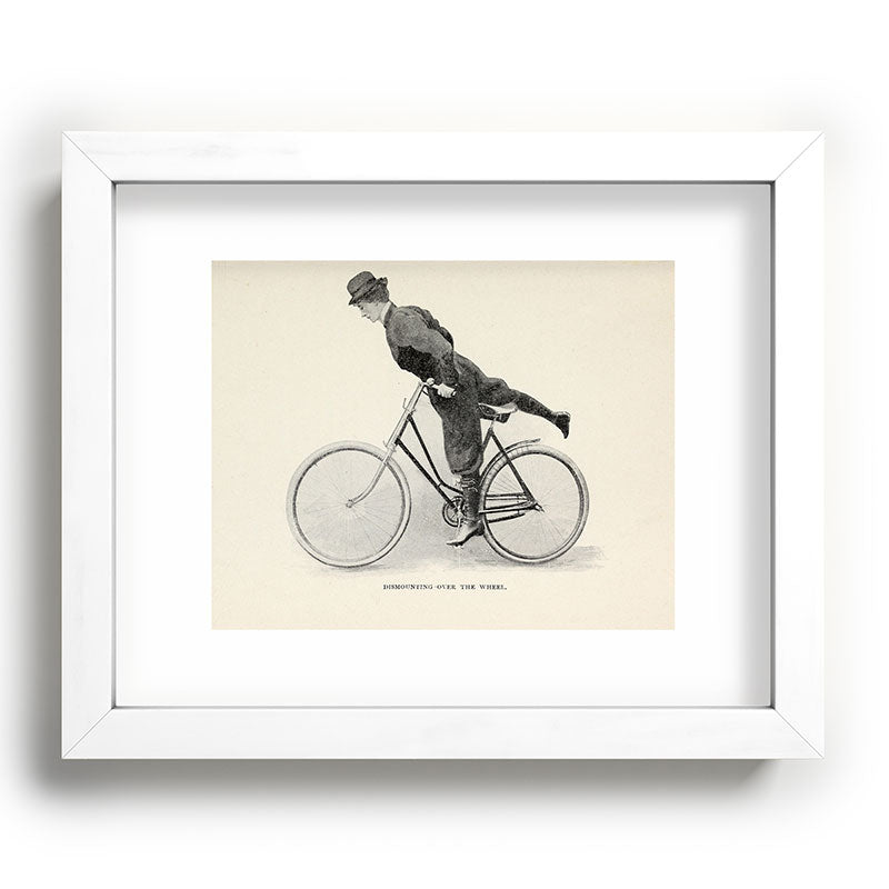 "Dismounting Over the Wheel" from "Bicycling for Ladies" by Maria E. Ward, 1896 Framed Art Print