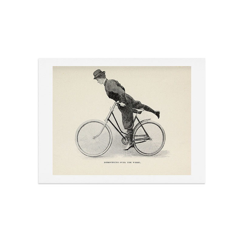 "Dismounting Over the Wheel" from "Bicycling for Ladies" by Maria E. Ward, 1896 Art Print