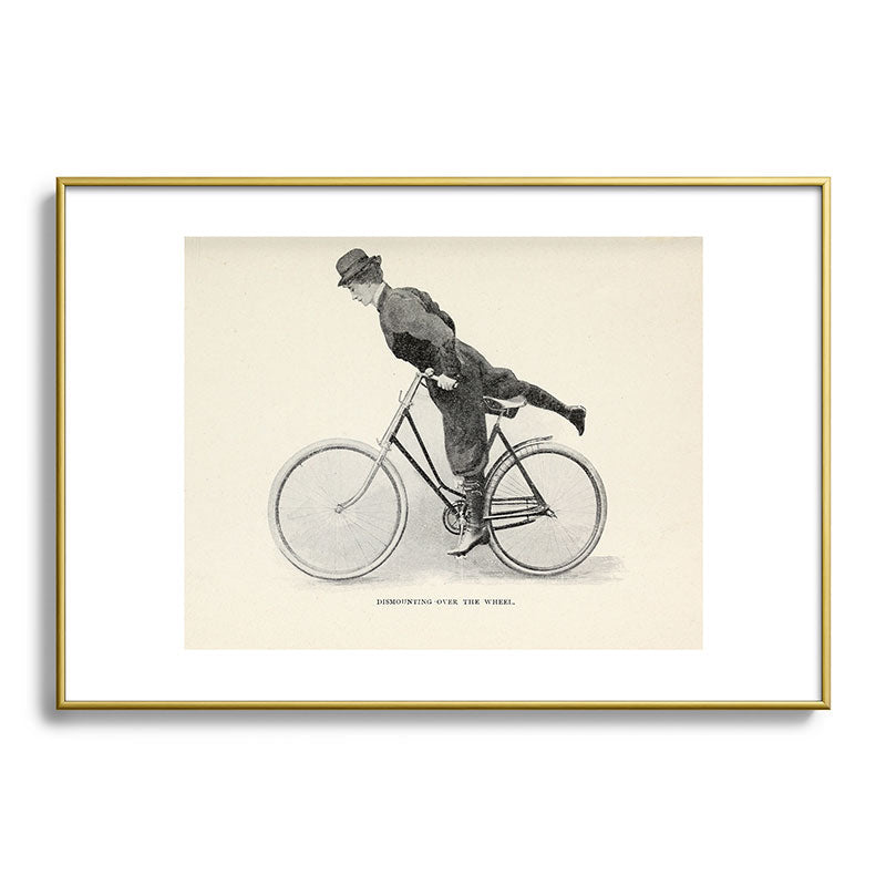 "Dismounting Over the Wheel" from "Bicycling for Ladies" by Maria E. Ward, 1896 Framed Art Print