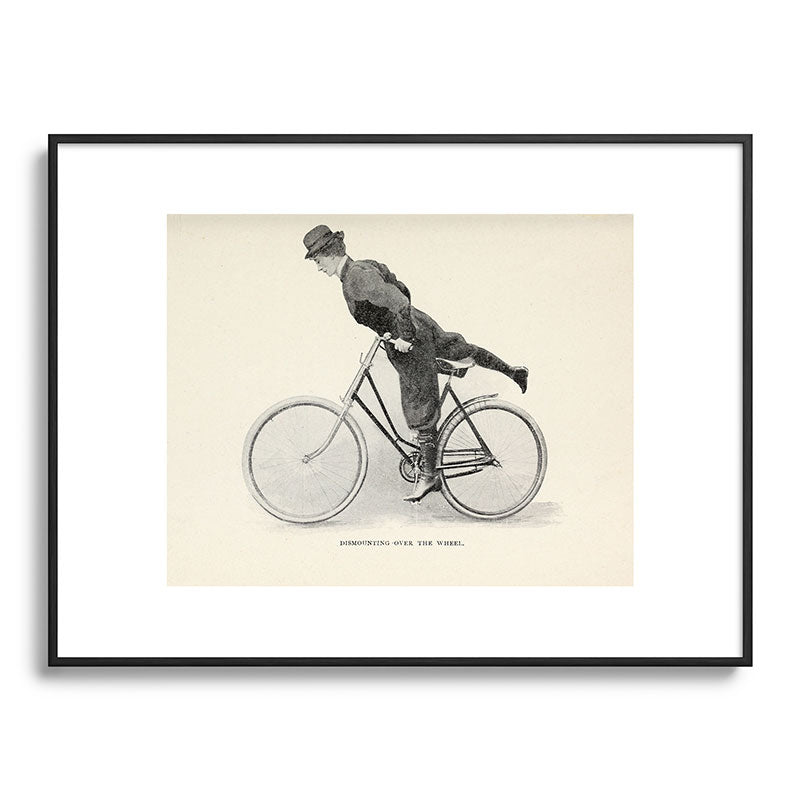 "Dismounting Over the Wheel" from "Bicycling for Ladies" by Maria E. Ward, 1896 Framed Art Print