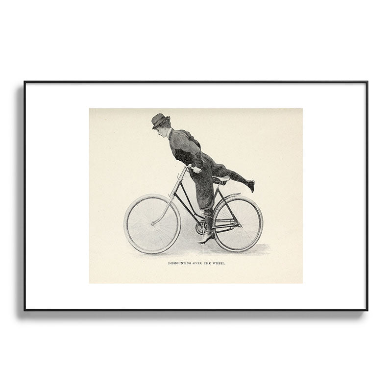 "Dismounting Over the Wheel" from "Bicycling for Ladies" by Maria E. Ward, 1896 Framed Art Print