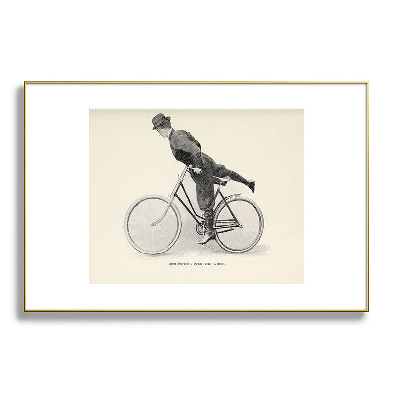 "Dismounting Over the Wheel" from "Bicycling for Ladies" by Maria E. Ward, 1896 Framed Art Print