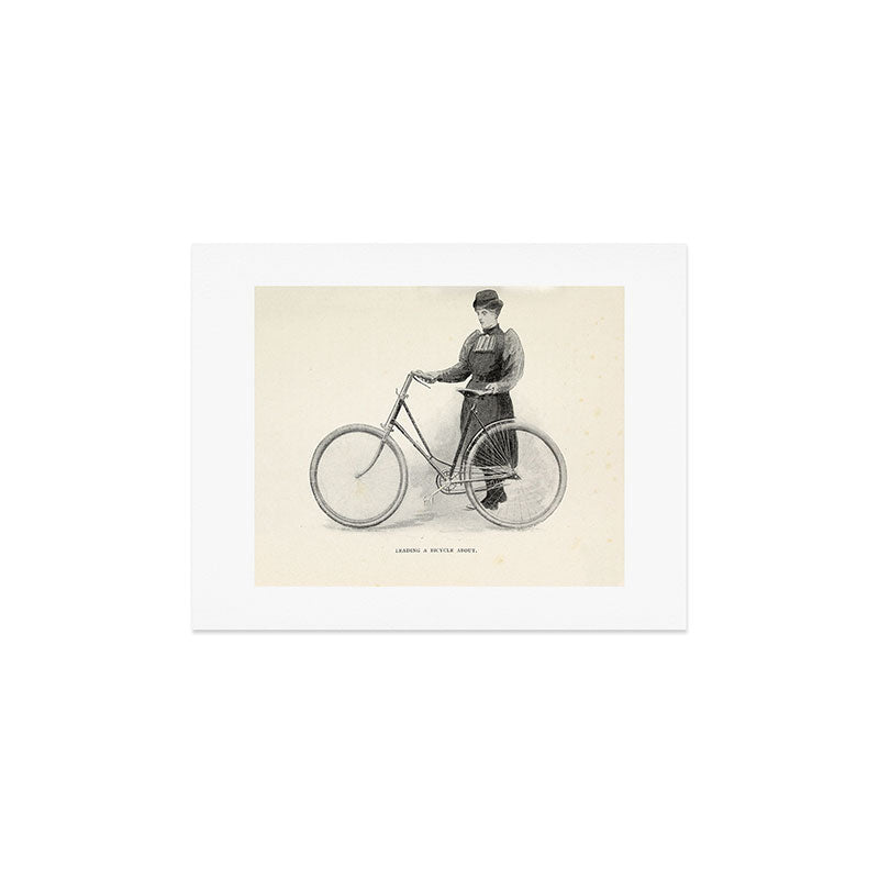 "Leading a Bicycle About" from "Bicycling for Ladies" by Maria E. Ward, 1896 Art Print