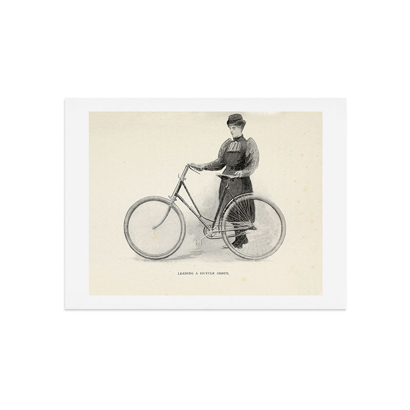 "Leading a Bicycle About" from "Bicycling for Ladies" by Maria E. Ward, 1896 Art Print